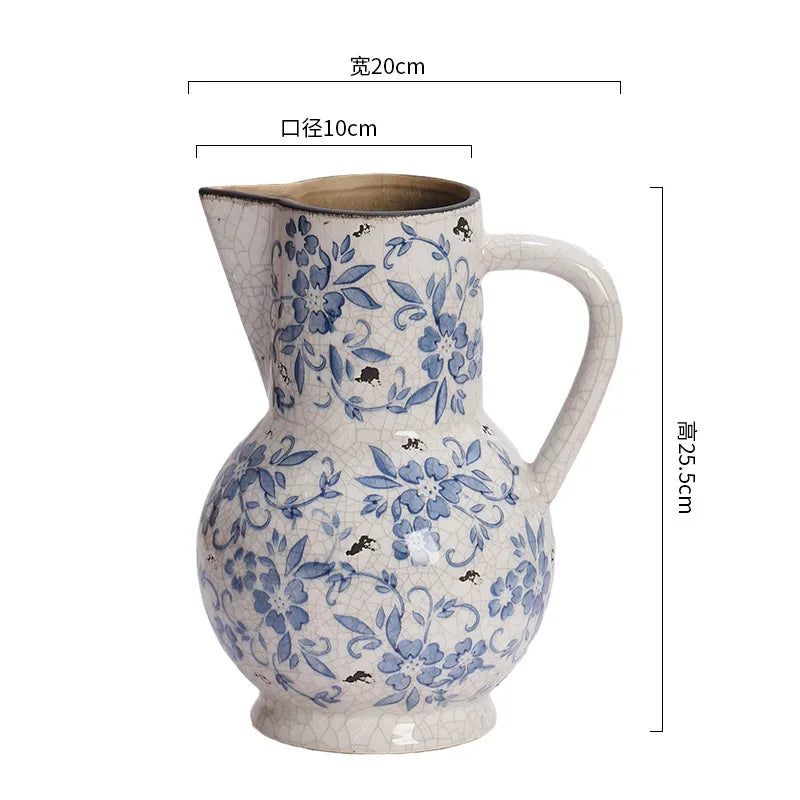 Blue And White Porcelain Vases Flower Arrangements Living Room Decorations Chinese Style Ceramic Home Decoration Retro Porcelain